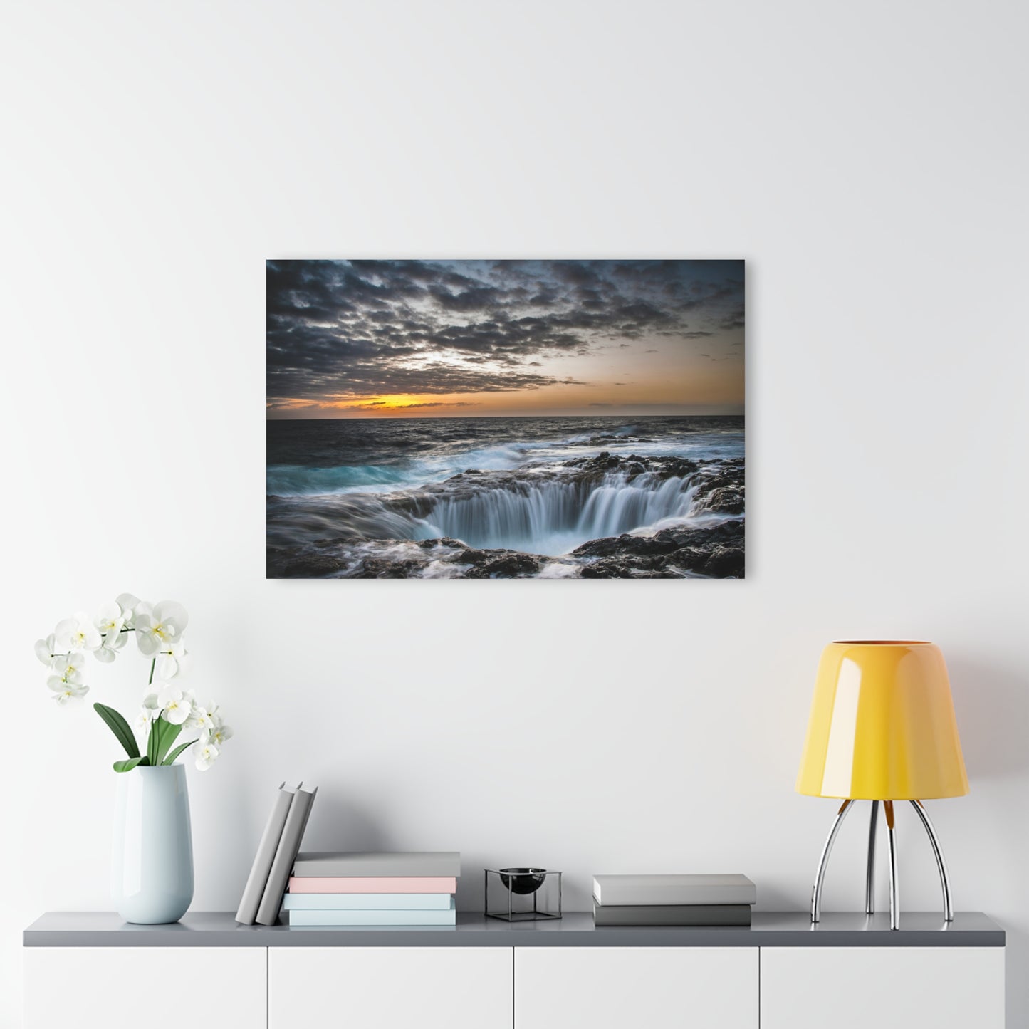 Deep Waterfall at Sunset -Acrylic Prints (French Cleat Hanging)