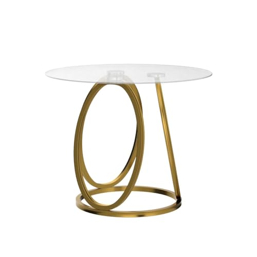 O&K FURNITURE Gold End Table for Living Room, Modern Glass Side Table with Metal Frames for Home&Office, Glass End Table Nightstand for Bedroom, Gold Finish, 1 PC