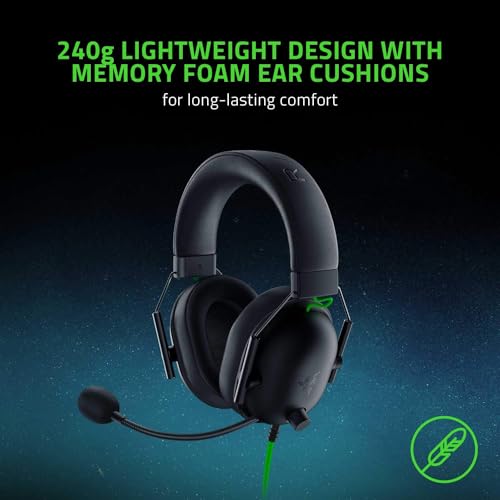 Razer BlackShark V2 X Gaming Headset: 7.1 Surround Sound - 50mm Drivers - Memory Foam Cushion - For PC, PS4, PS5, Switch - 3.5mm Audio Jack - Black