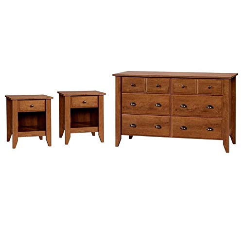 Home Square 3 Piece Bedroom Set with Dresser and 2 Nightstands in Oiled Oak