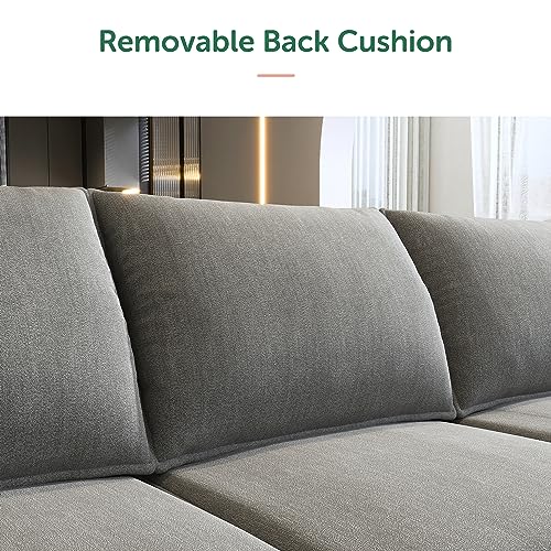 HONBAY Modular Sectional Sofa U Shaped Sectional Couch with Ottomans Reversible Modular Sofa 7 Seater Couch with Storage Seat, Grey