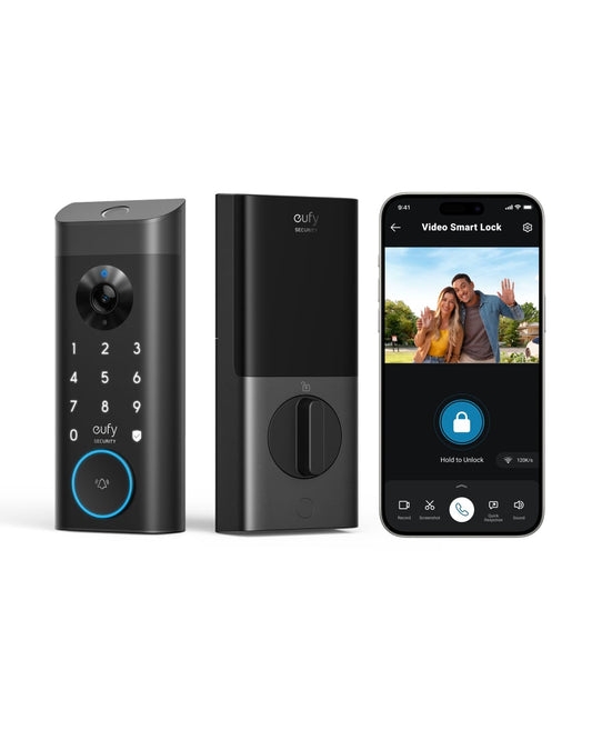 eufy Security Video Smart Lock E330, 3-in-1 Camera+Doorbell+Fingerprint Keyless Entry Door Lock, WiFi Door Lock,App Remote Control,2K HD,Doorbell Camera,No Monthly Fee