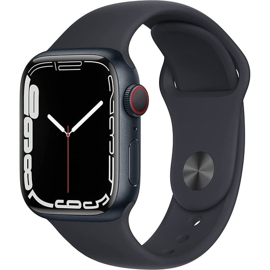 Apple Watch Series 7 GPS + Cellular, 45mm Midnight Aluminum Case with Midnight Sport Band - Regular (Renewed)