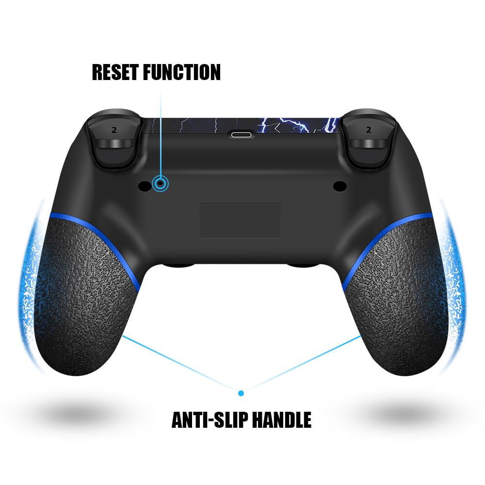 AceGamer Wireless Controller for PS4, Custom Design V2 Gamepad Joystick for PS4 with Non-Slip Grip of Both Sides and 3.5mm Audio Jack! Thumb Caps Included! (Lightning)