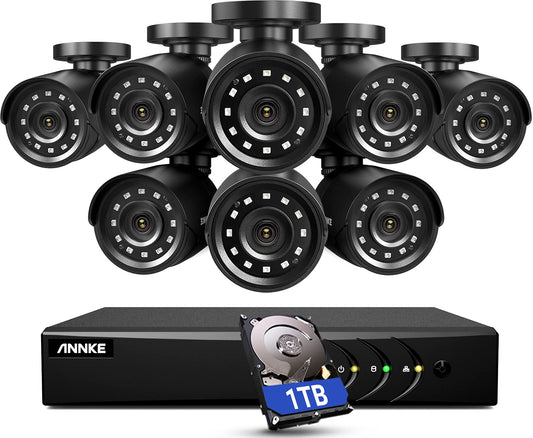 ANNKE 3K Lite Security Camera System Outdoor with AI Human/Vehicle Detection, 8CH H.265+ DVR and 8 x 1920TVL 2MP IP66 Home CCTV Cameras, Smart Playback, Email Alert with Images, 1TB Hard Drive - E200