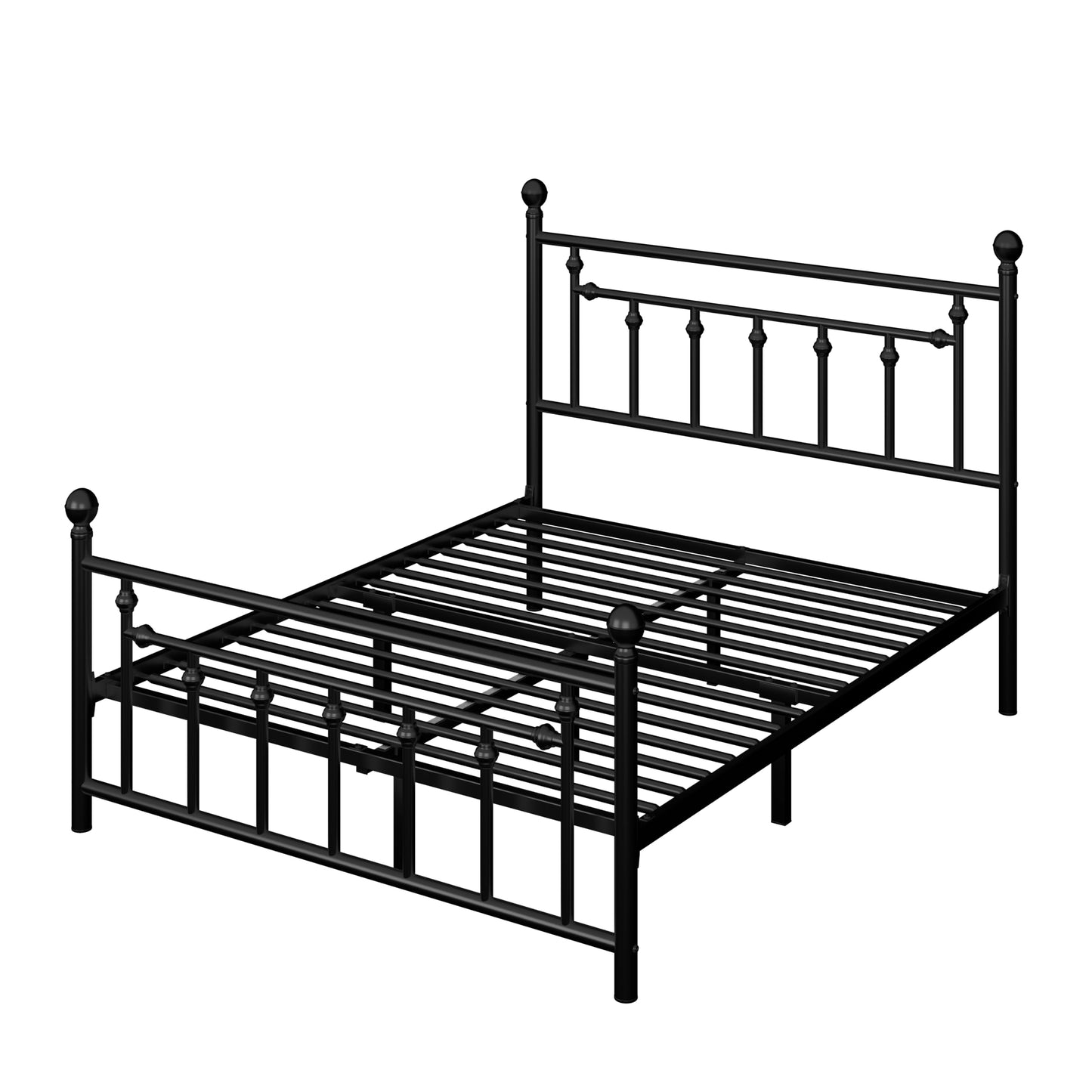 Allewie 14 Inch Queen Size Metal Platform Bed Frame with Victorian Vintage Headboard and Footboard/Under Bed Storage/No Box Spring Needed/Easy Assembly/Noise-Free/Mattress Foundation/Black