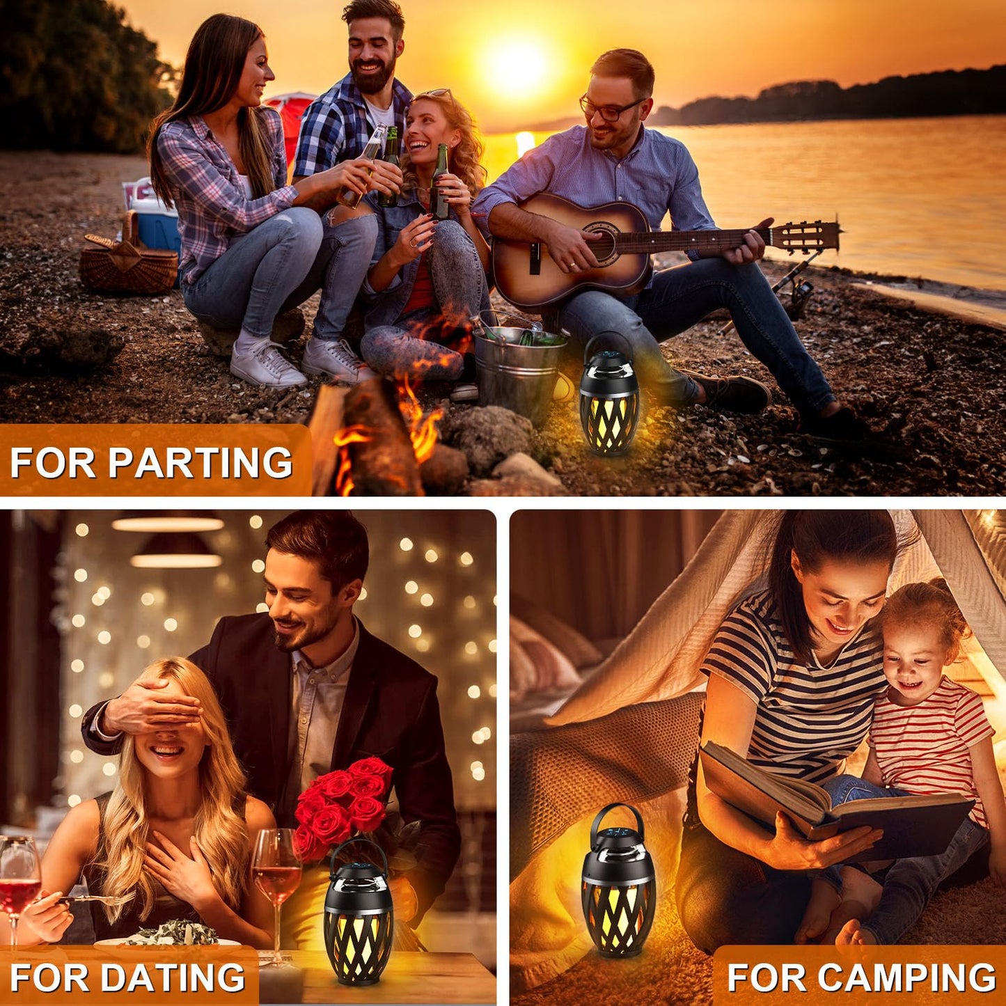 Xpoovv Outdoor Speakers Bluetooth Waterproof,Gifts for Men Women Dad Father,LED Flame Speaker Portable Bluetooth Speakers with Stakes/Poles/Hook Loud Sound 24H Playtime for Patio/Party/Camping 2 Pack